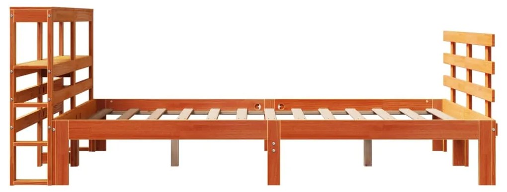 Estrutura cama c/ cabeceira 140x200cm pinho maciço castanho-mel