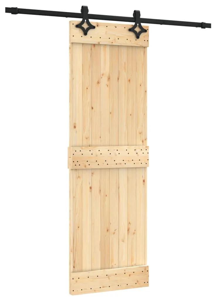 Porta de correr com ferragens 70x210 cm madeira de pinho maciça