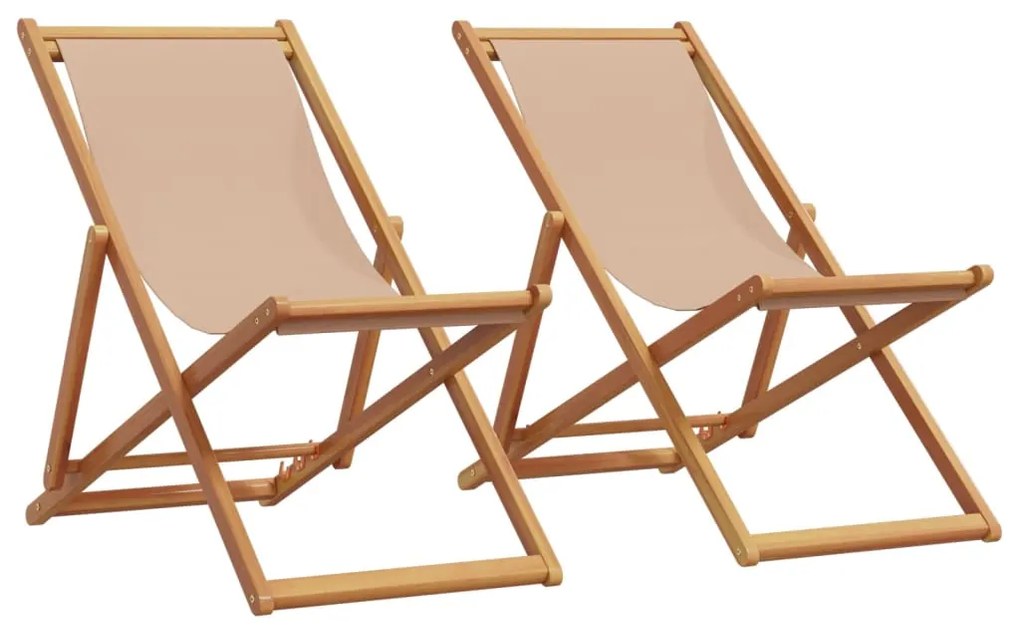 vidaXL Cadeiras praia dobráveis 2 pcs tecido/madeira cinza-acastanhado