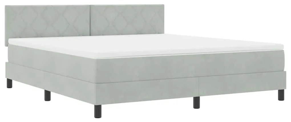 Cama Box com Colchão vidaXL Cinza Claro Super King Veludo