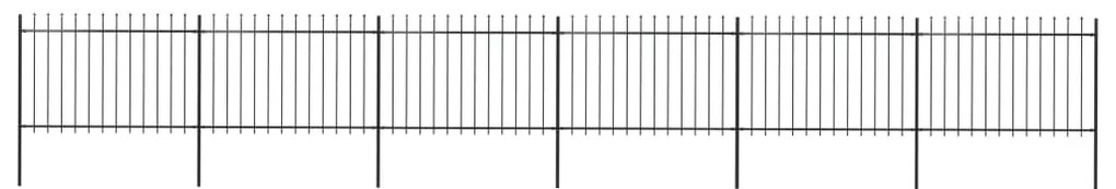 vidaXL Cerca de jardim com topo em forma de lança em aço 1070x120 cm, preta