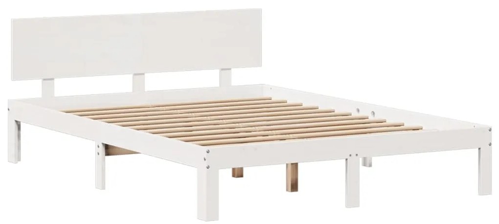 Cama com estante sem colchão 160x200 cm pinho maciço branco