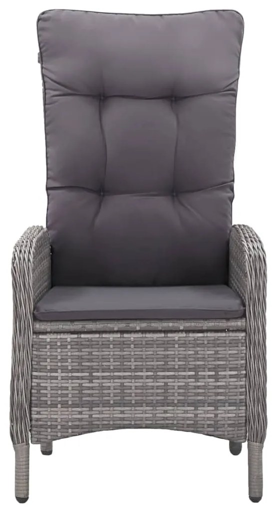 3 pcs conjunto de bistrô para jardim vime PE e vidro cinzento