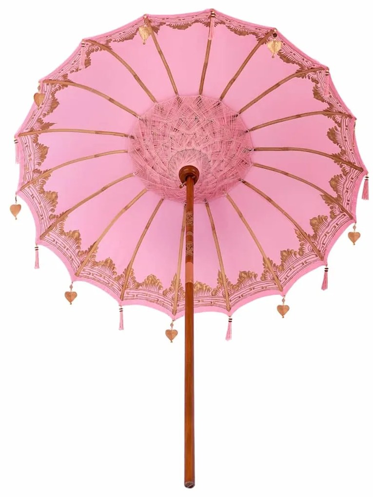 Guarda-sol Outros Manual Rosa x 260 cm Algodão e madeira sólida