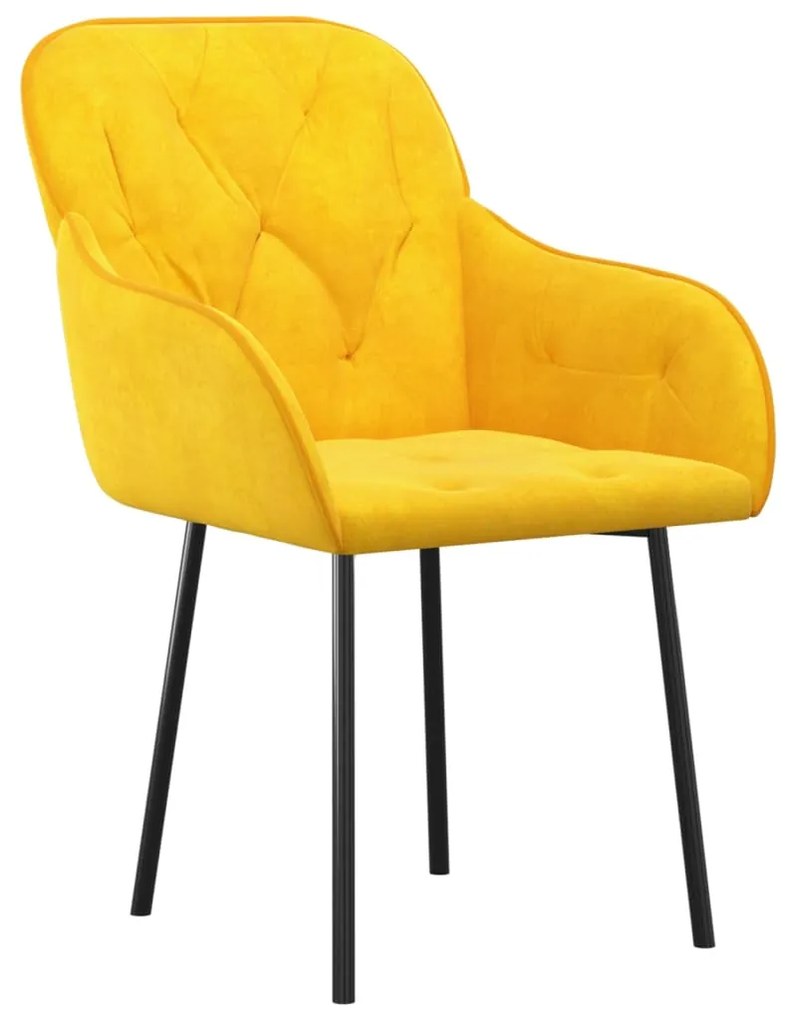 Cadeiras de jantar 2 pcs veludo amarelo