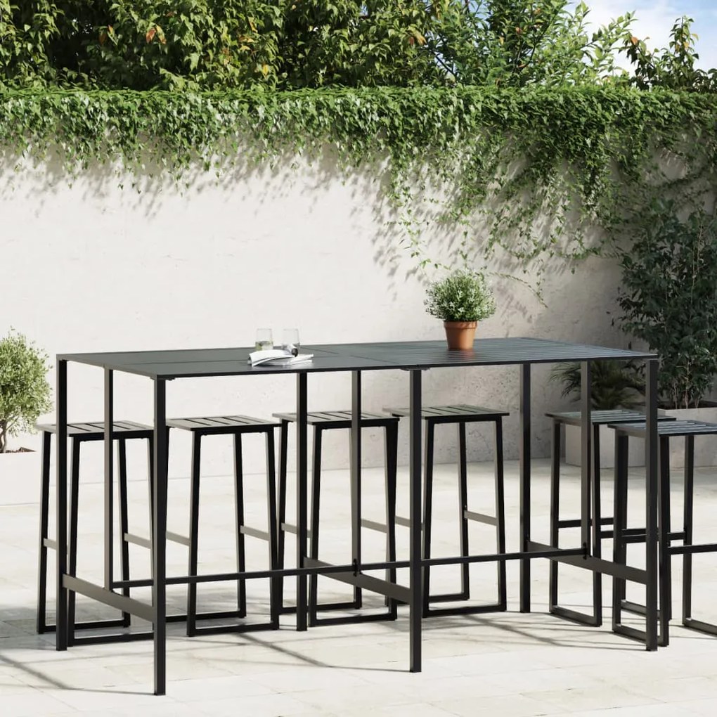 vidaXL Mesa de bar 200x100x110 cm aço revestido a pó preto
