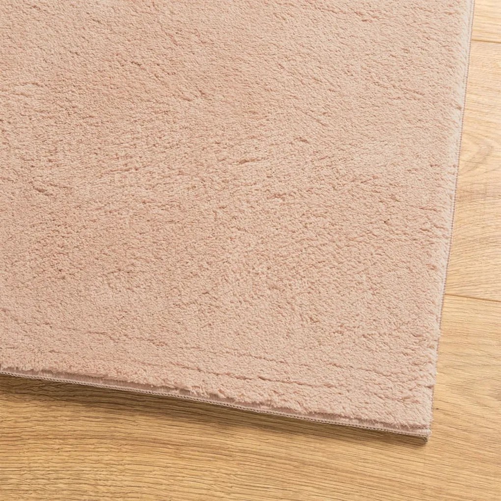 Tapete pelo curto macio e lavável HUARTE 200x200 cm rosa-pálido
