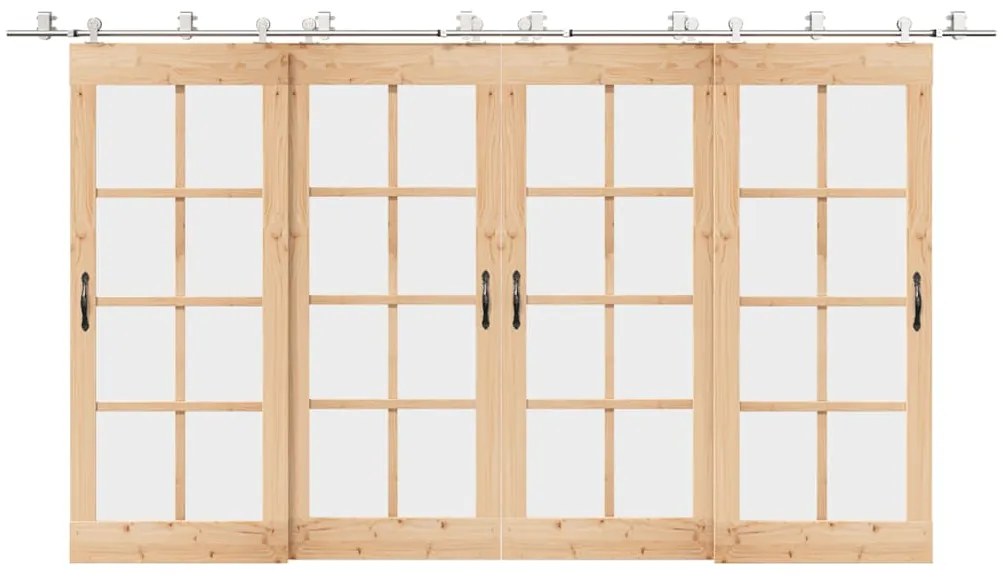 vidaXL Kit ferragens p/ porta deslizante 200cm aço inoxidável prateado