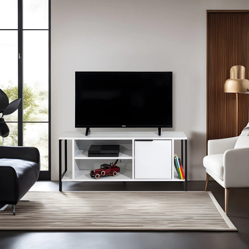 Móvel TV Bond – Branco/Preto – 120 cm x 48 cm x 35 cm