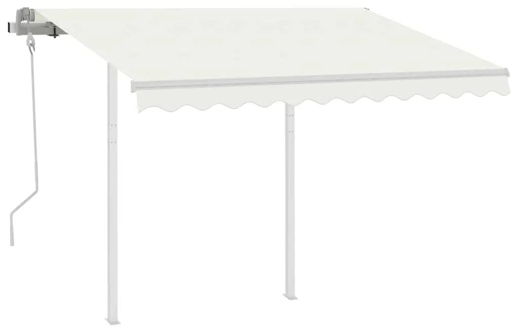 Toldo retrátil manual com postes 3x2,5 m cor creme