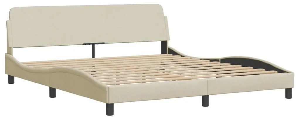 Estrutura de cama sem colchão 180x200 cm tecido cor creme