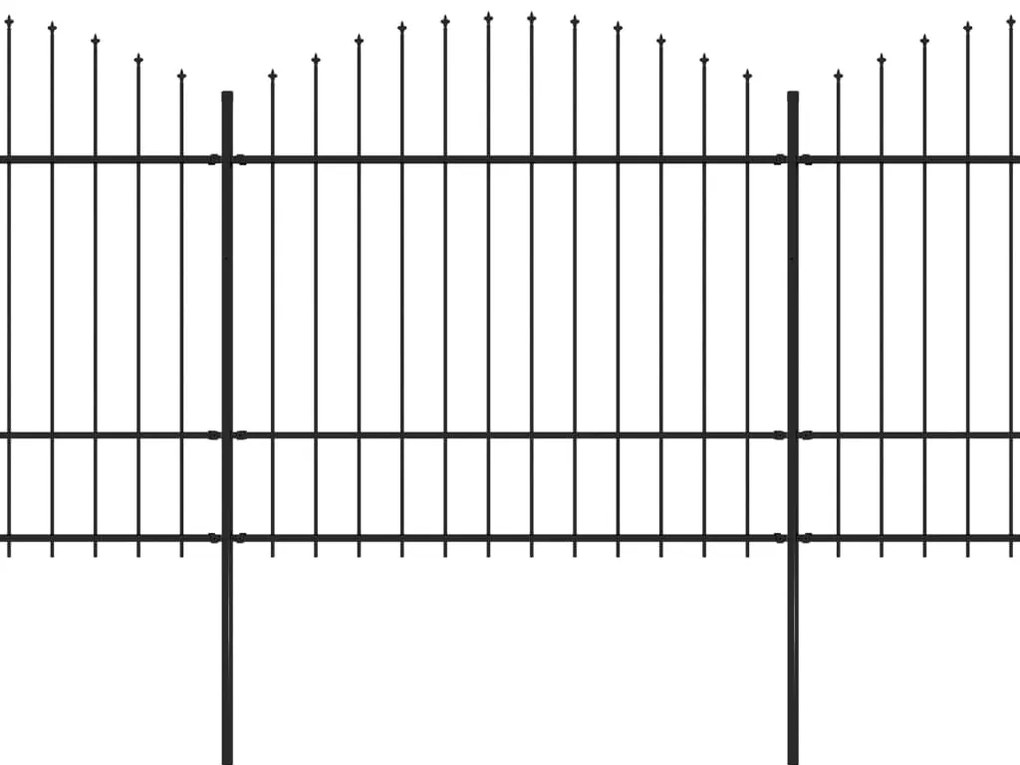 Cerca de jardim com topo em lanças (1,5-1,75)x3,4 m aço preto