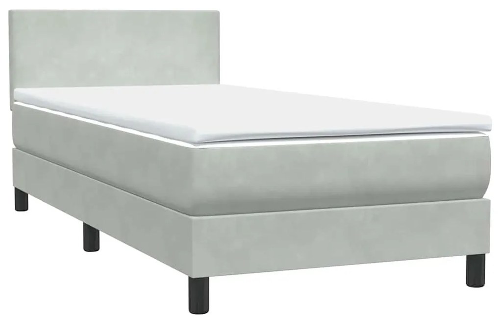 Cama com molas/colchão cinzento-claro 80x220 cm veludo