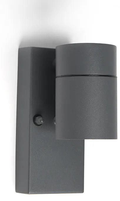 Candeeiro de parede exterior antracite IP44 com sensor crepuscular - Solo