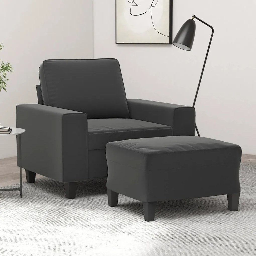 vidaXL Poltrona com apoio de pés 60 cm tecido microfibra cinza-escuro