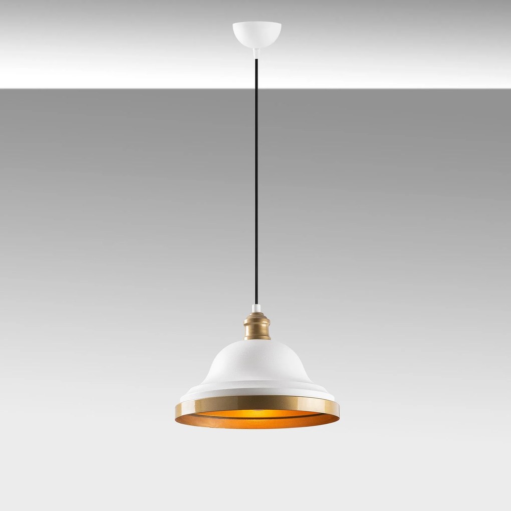 Candeeiro Chandelier Dodo – Branco e Dourado – 30 x 30 cm