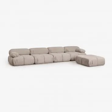Sofá Modular De 4 Peças E Puff Em Bouclé Embalado A Vácuo Kendall Bouclé Castanho Chocolate - Sklum