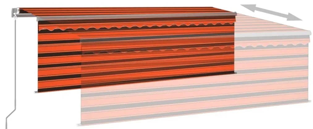 Toldo retrátil manual com estore/LED 4,5x3 m laranja/castanho