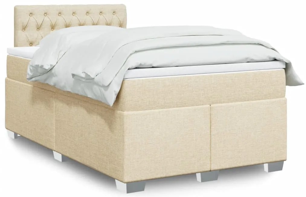 Cama boxspring com colchão 120x190 cm tecido cor creme