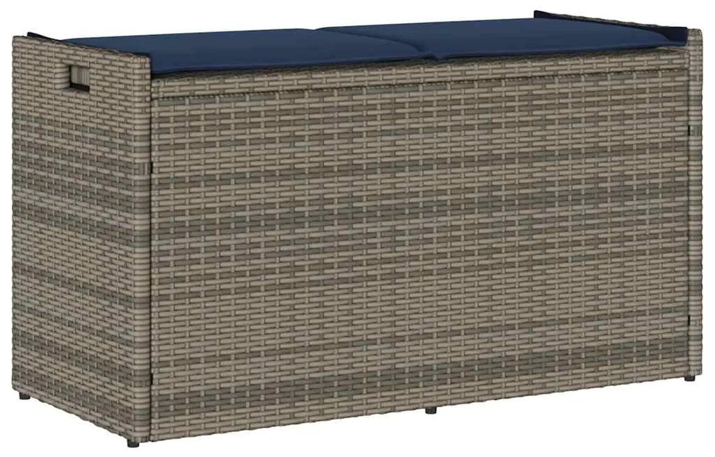 vidaXL Banco de arrumação exterior com almofadão 100 cm vime PE