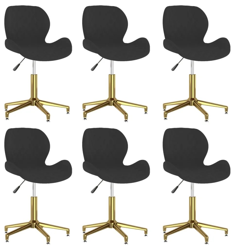 vidaXL Cadeiras de jantar giratórias 6 pcs veludo preto