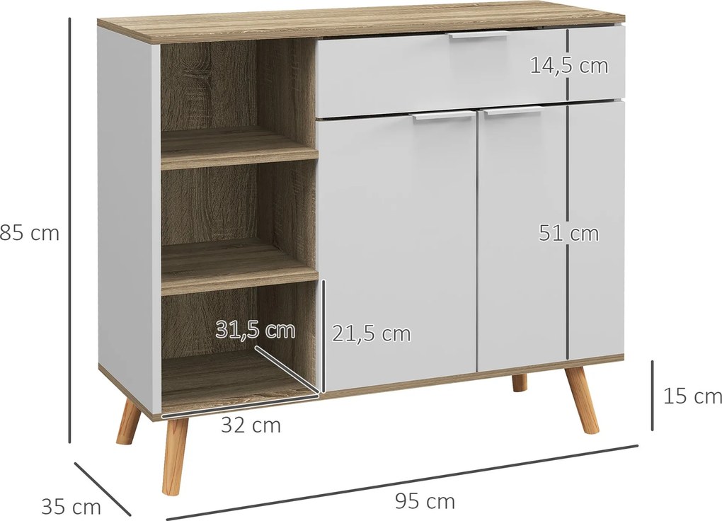 Aparador de Sala de Estar Aparador de Cozinha com 1 Gaveta 2 Portas de