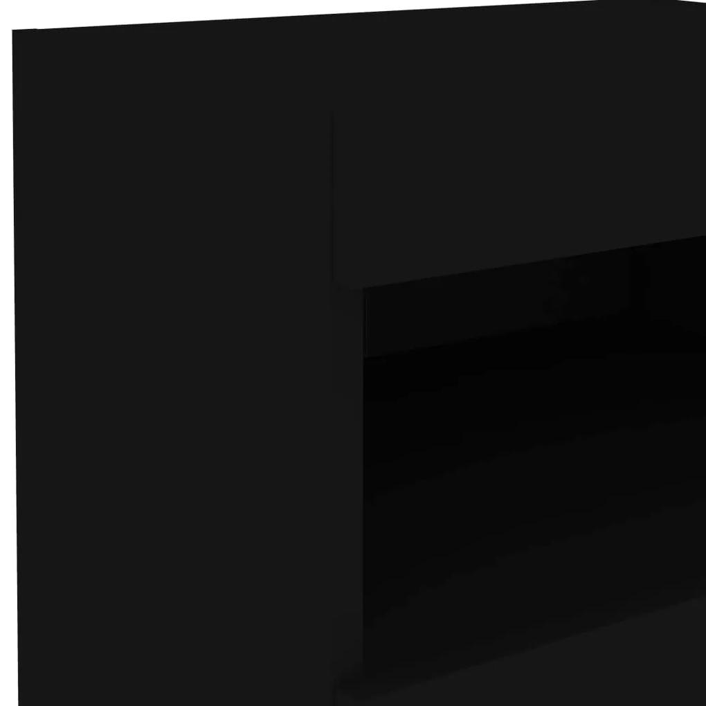 Mesa de cabeceira com luzes LED 50x40x45 cm preto