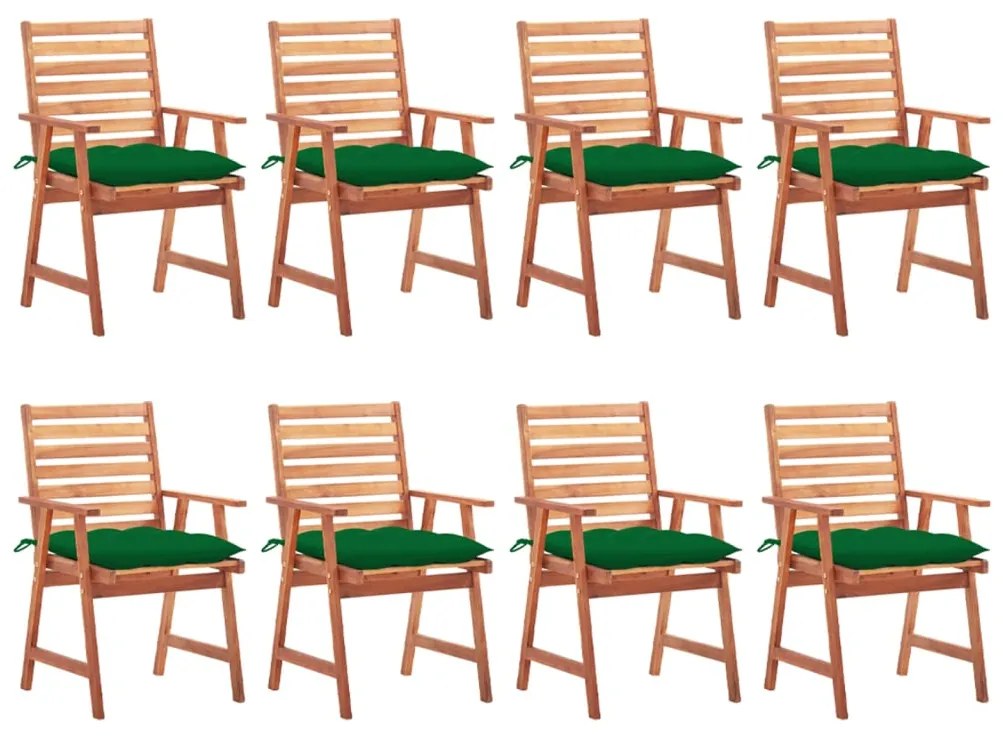 vidaXL Cadeiras de jantar p/ jardim 8 pcs c/ almofadões acácia maciça