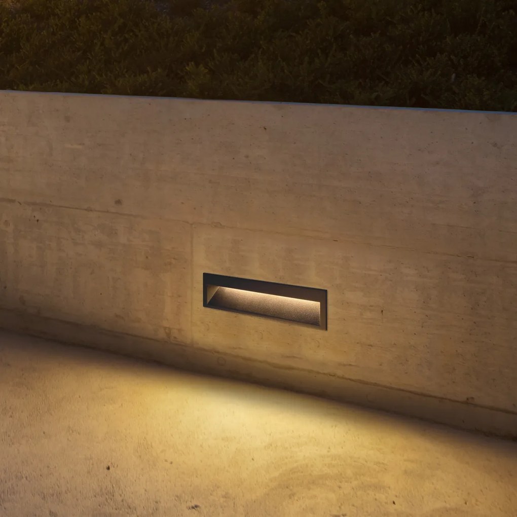 Aplique de Parede Embutido Moderno Preto 28cm incl. LED IP65 - Mert