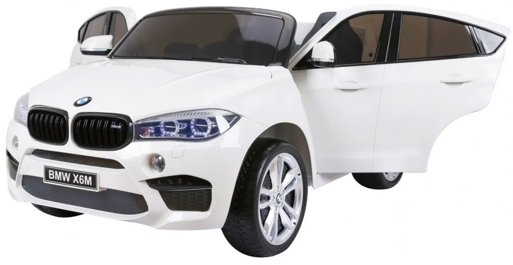 Carro elétrico para Crianças 2 Lugares BMW X6M XXL 12V Rodas Espuma EVA, Assento couro ecológico Branco
