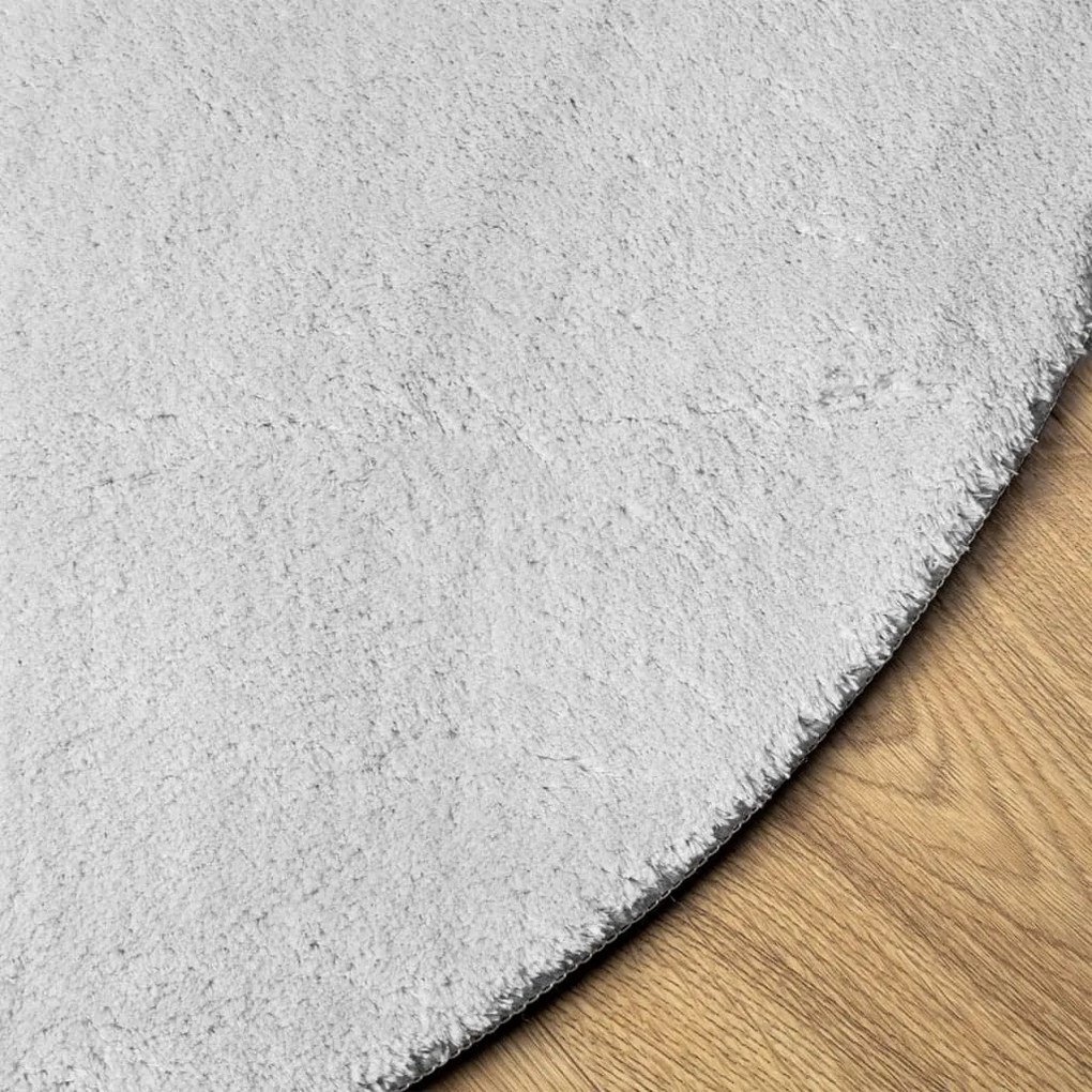 Tapete pelo curto macio e lavável HUARTE Ø 160 cm cinzento