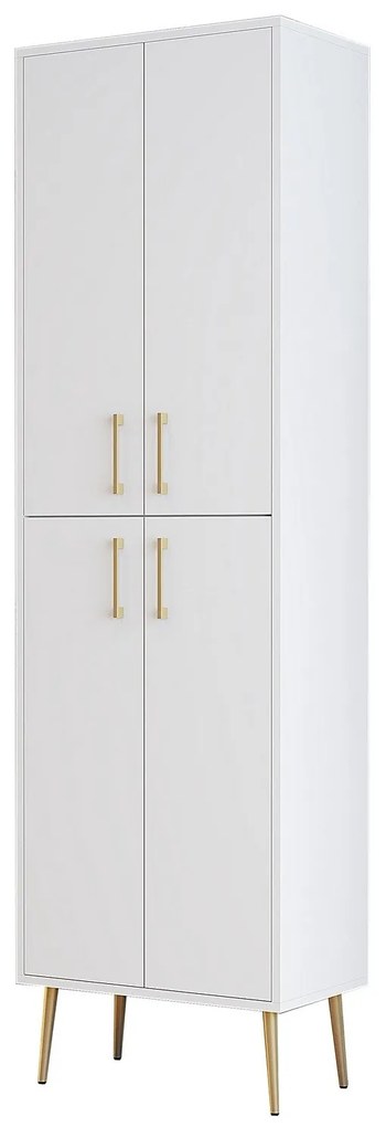 Armário para Sapatos Berlin – Branco e Dourado – 60 cm x 202 cm x 35 c
