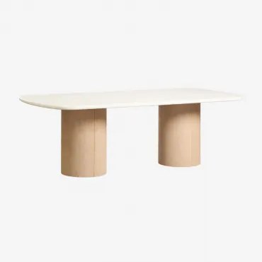 Mesa De Jardim Retangular Em Cimento E Madeira De Acácia Sharpay 230 X 110 Cm - Sklum