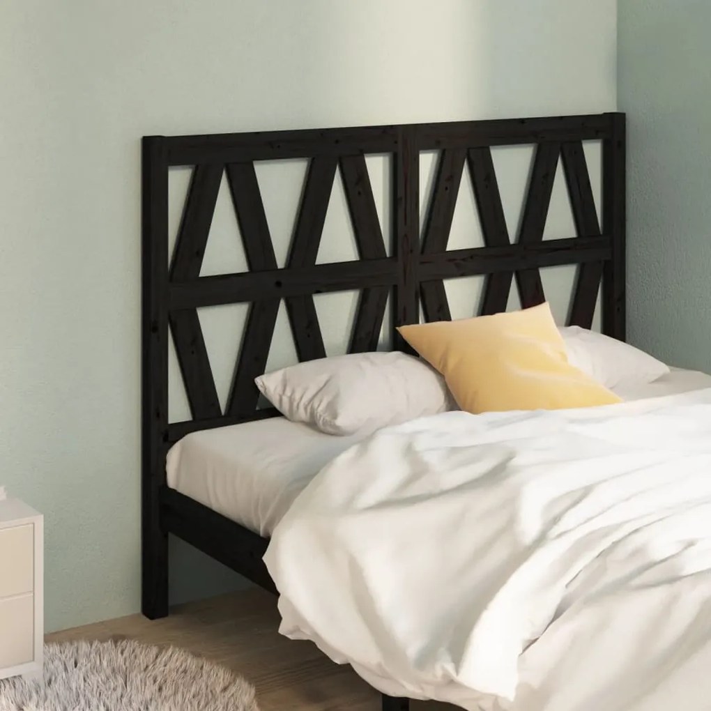818629 vidaXL Cabeceira de cama 156x4x100 cm pinho maciço preto