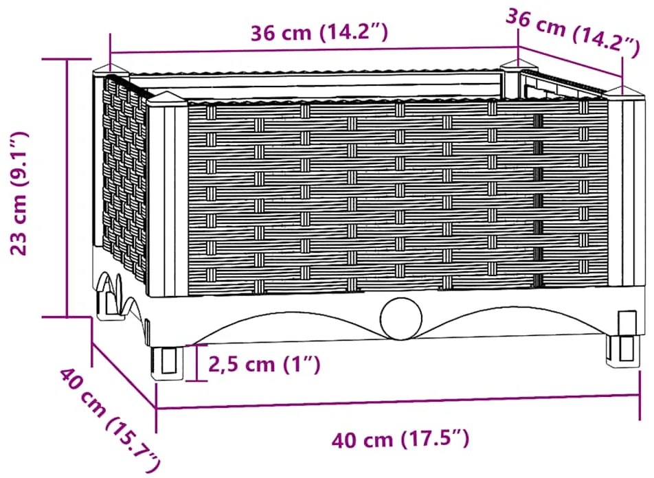 Canteiro elevado 40x40x23 cm polipropileno