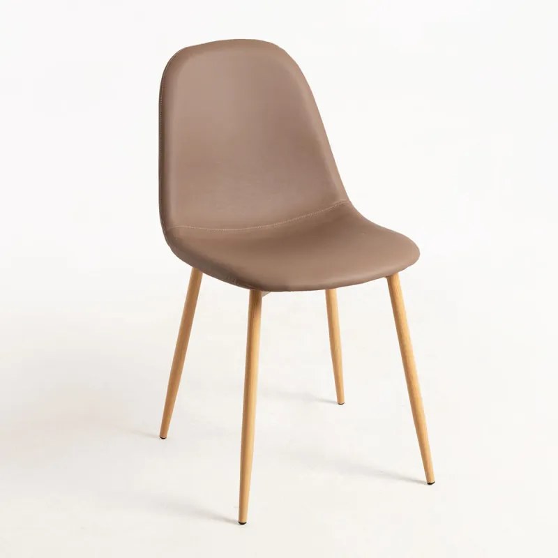 Cadeira Teok Couro Sintético - Beige