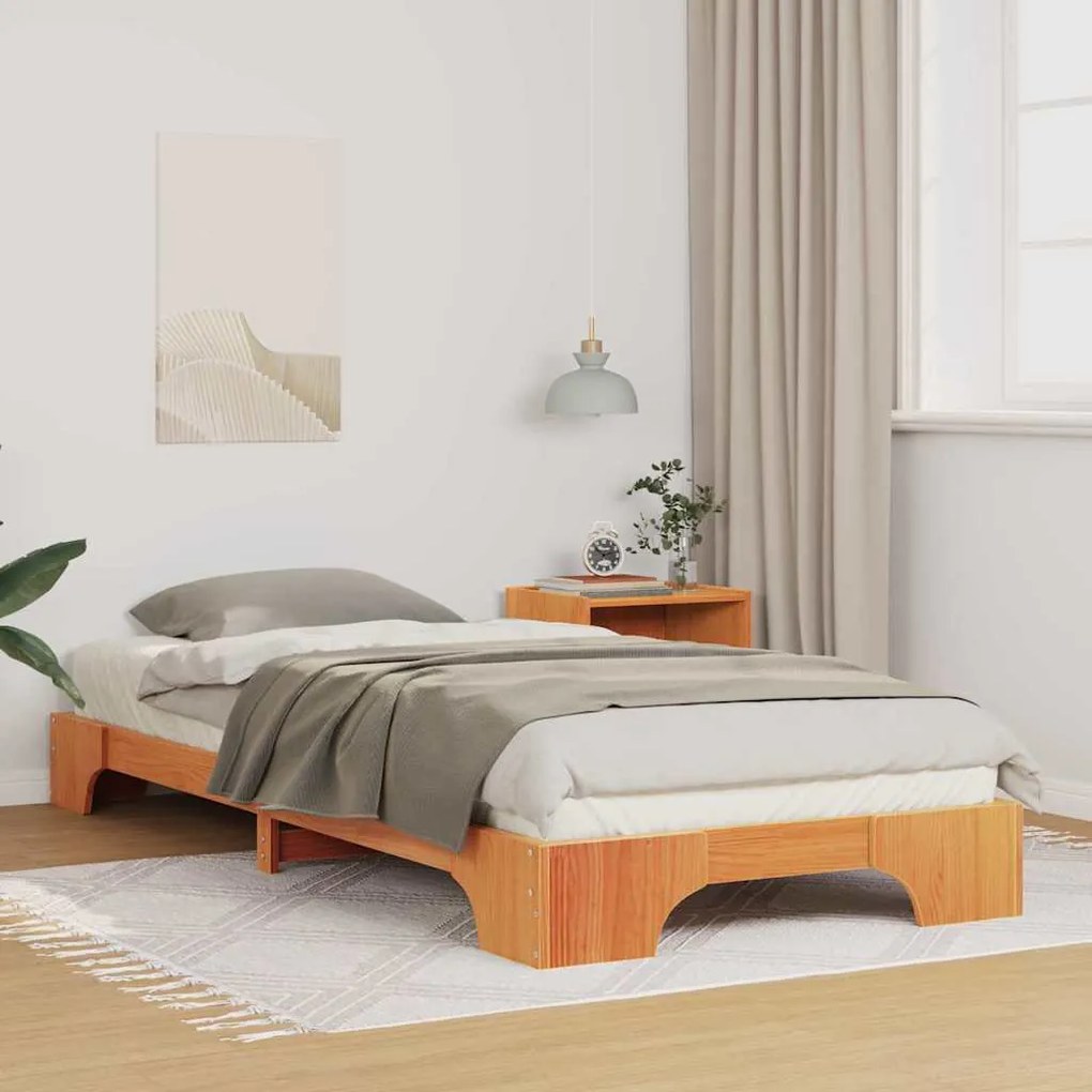 vidaXL Estrutura de cama de chão com armazenamento Castanho madeira