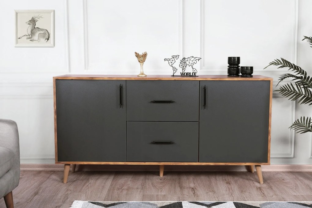Console Cordoba – Walnut Anthracite – 160 cm x 77 cm x 40 cm