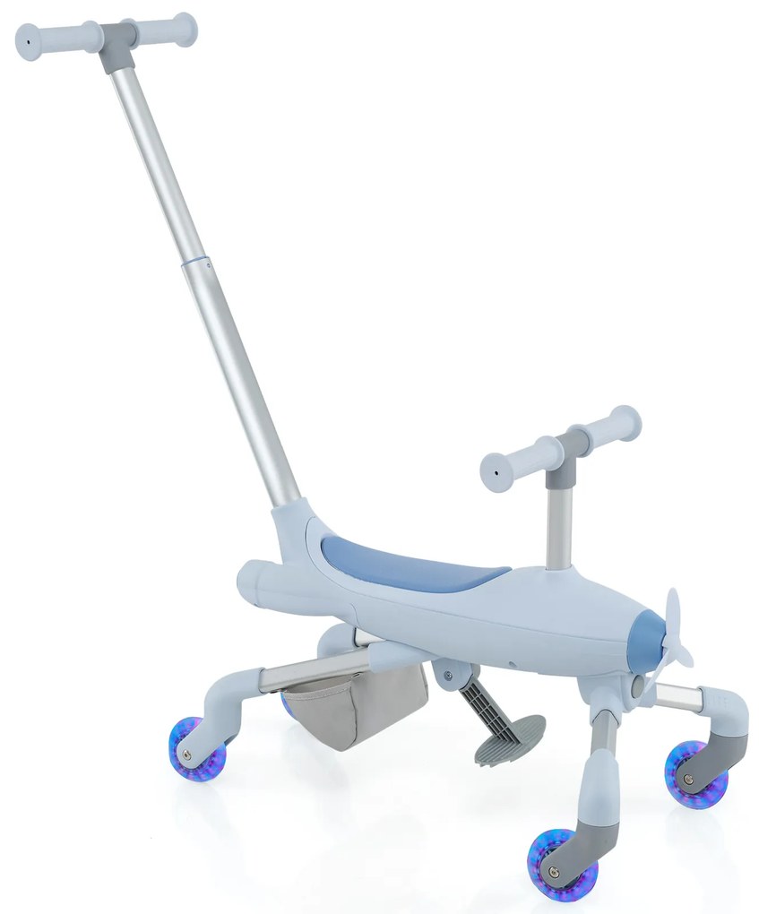 Carrinho de passeio infantil 2 em 1 com rodas iluminadas por LED - Rosa