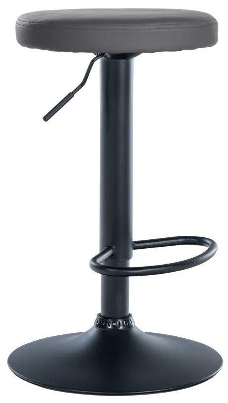 Banco de bar Ponte em couro sintético e com estrutura preta 38,5 x 60-81 x 38,5 cm Cinzento
