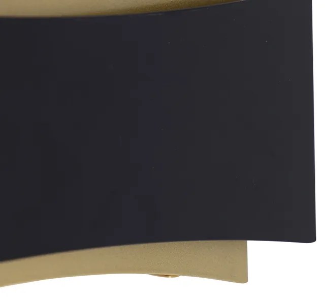 Candeeiro de parede moderno preto com dourado - Plats Moderno