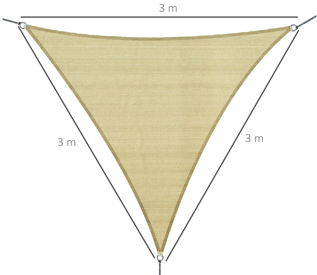 Vela de Sombra Triangular 3x3x3 m Toldo Vela de HDPE com Proteção UV A