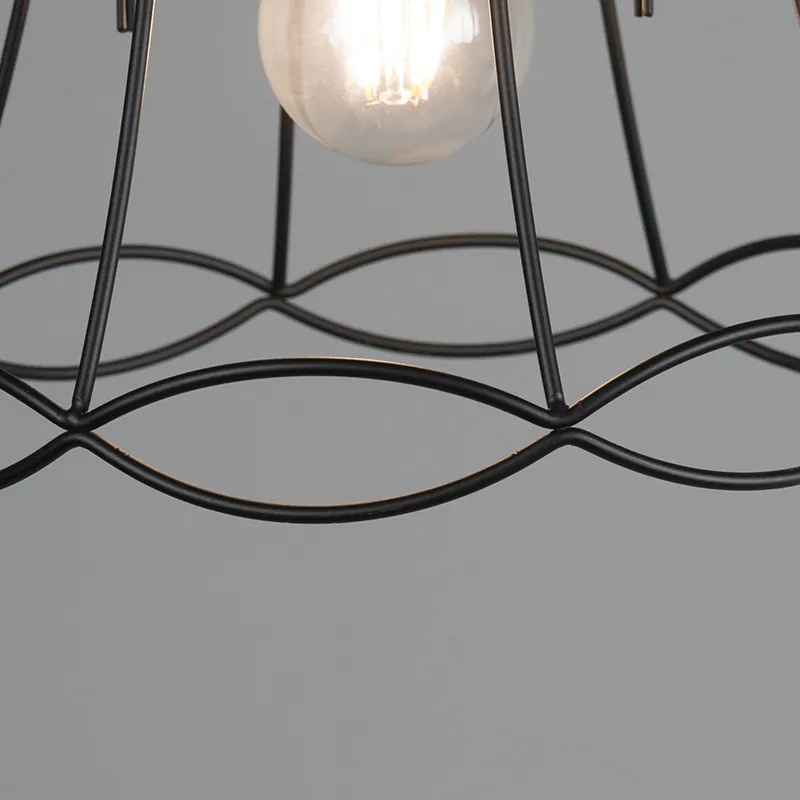 Candeeiro de suspensão retro preto 25 cm - Granny Frame