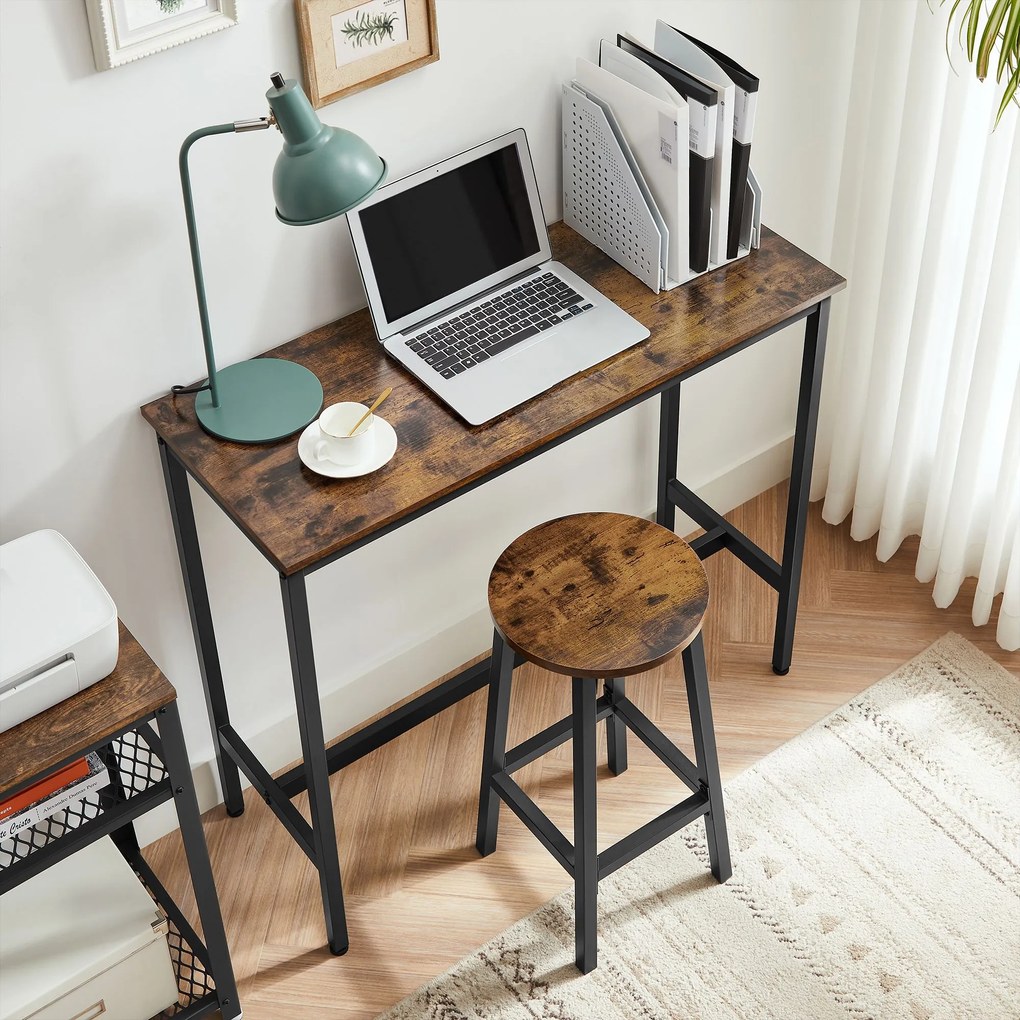 Conjunto de mesa de bar com 2 bancos de bar vintage castanho Vintage-preto