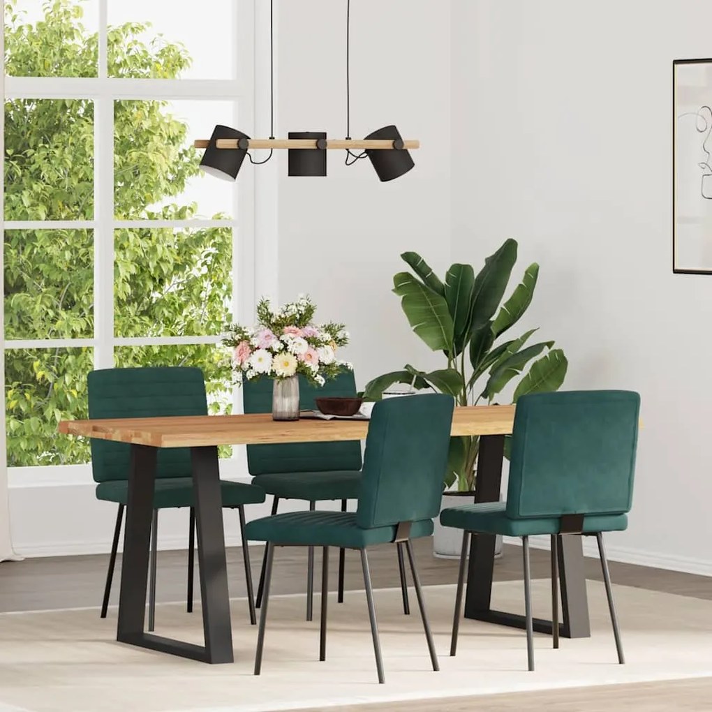 Cadeiras de jantar 4 pcs veludo verde-escuro