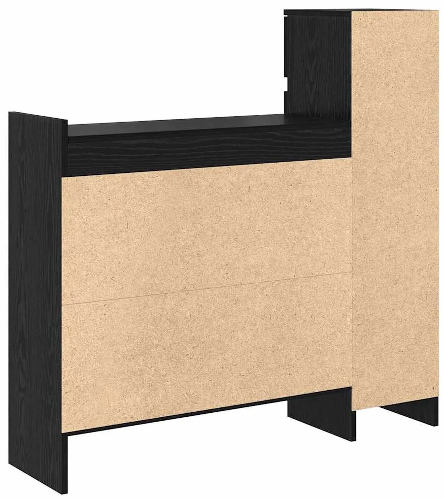 Cabine de Sapatos Carvalho Preto 100.5x28x100 cm Madeira Engenheirada