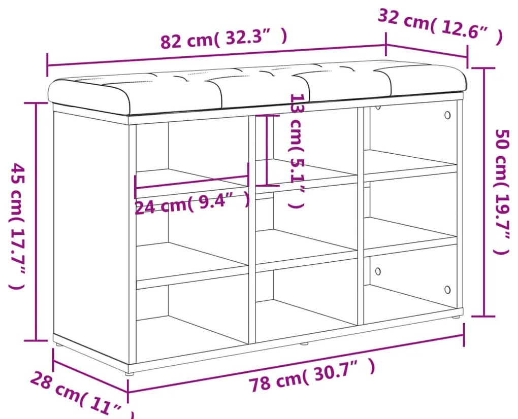 Banco sapateira 82x32x50 cm derivados de madeira branco