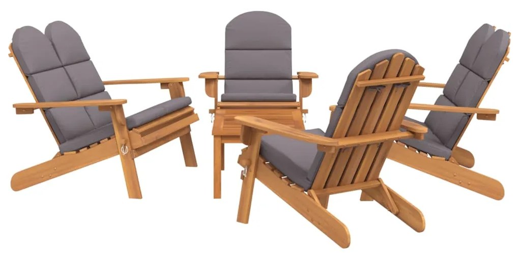 5 pcs conjunto lounge jardim Adirondack madeira acácia maciça