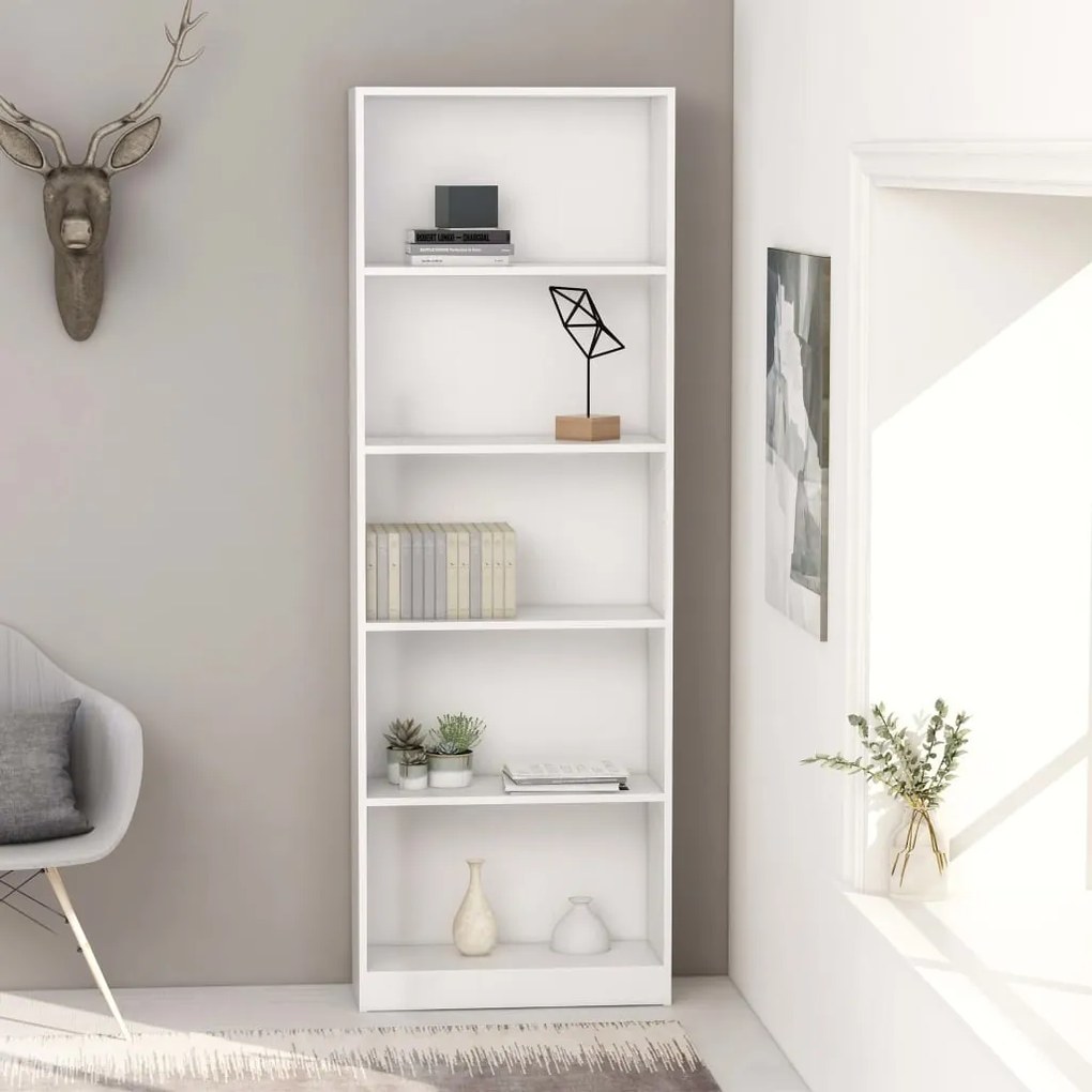 vidaXL Estante com 5 prateleiras 60x24x175 cm derivados madeira branco