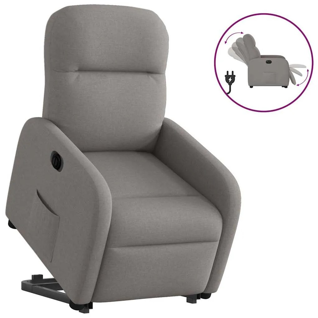 vidaXL Poltrona reclinável elevatória elétrica cinza-acastanhado